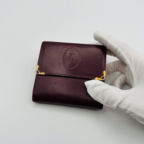 Cartier Burgundy Leather Wallet with Gold Accents - Picture 2 of 11